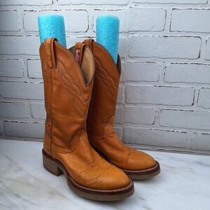 Hondo carmel Ostrich bottom Cowboy Boots size 7.5B